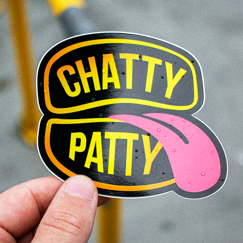 10 custom shaped stickers gloss vinyl sticker with chatty patty logo