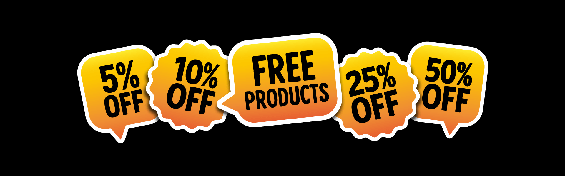 Rewards scheme icons showing 5% off, 10% off, 25% off, 50% off and free products, promoting DeadGood customer loyalty rewards