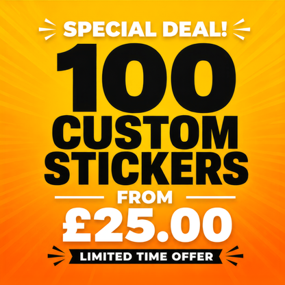 100 CUSTOM STICKERS FROM £25